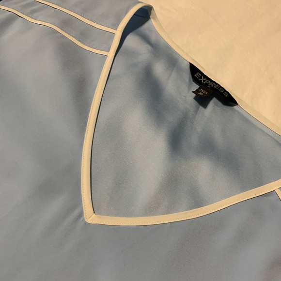 Express Light Blue Top with White Piping Detail - Picture 5 of 11